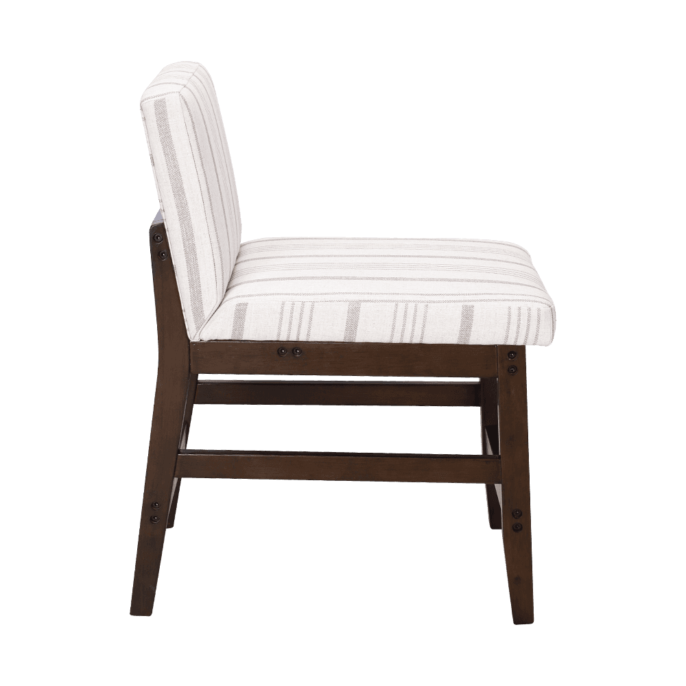 Striped Fabric Solid Wood Dining Fotela