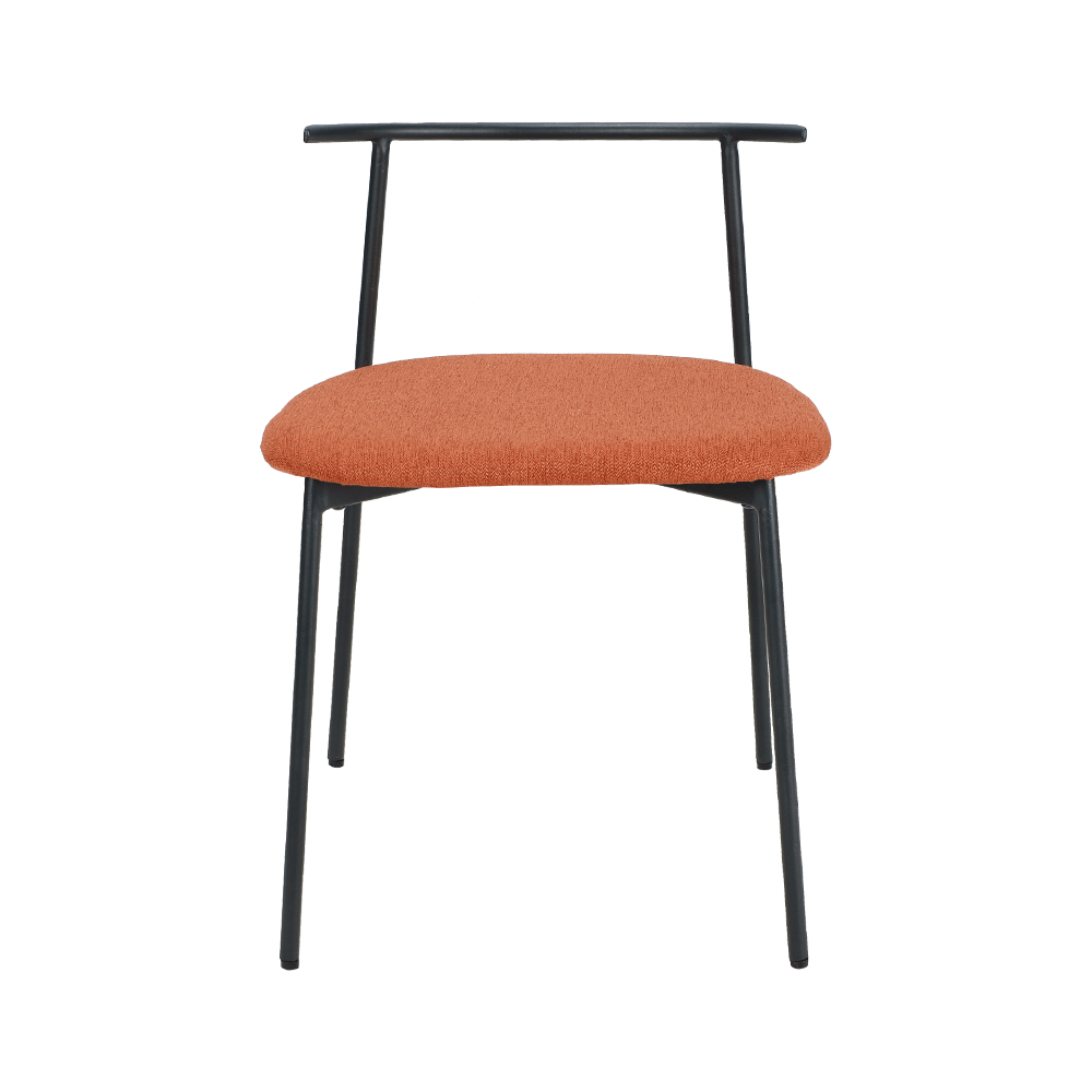 Pomarańczowe zakrzywione metalowe krzesło do jadalni