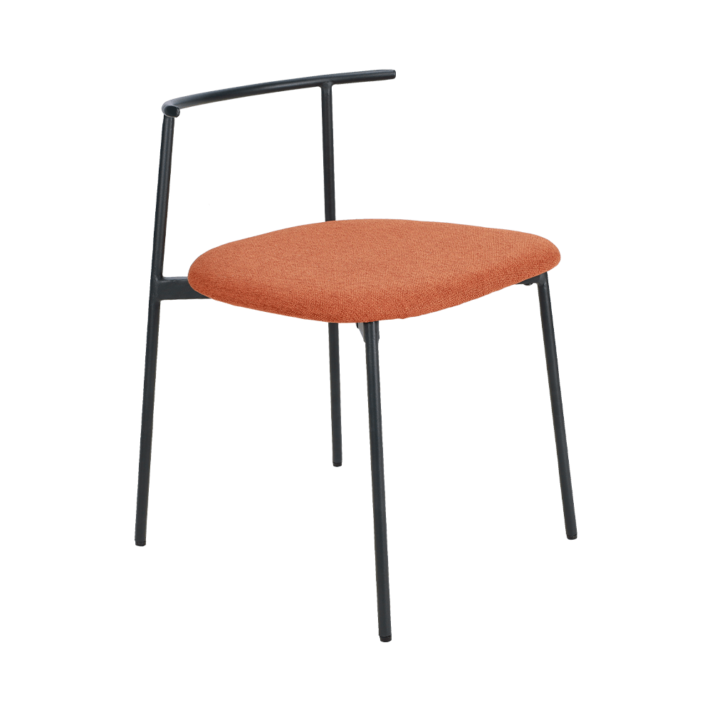 Pomarańczowe zakrzywione metalowe krzesło do jadalni