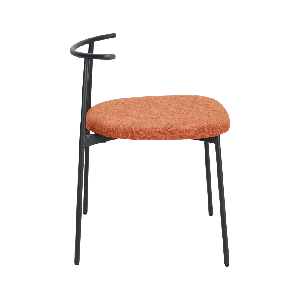 Pomarańczowe zakrzywione metalowe krzesło do jadalni