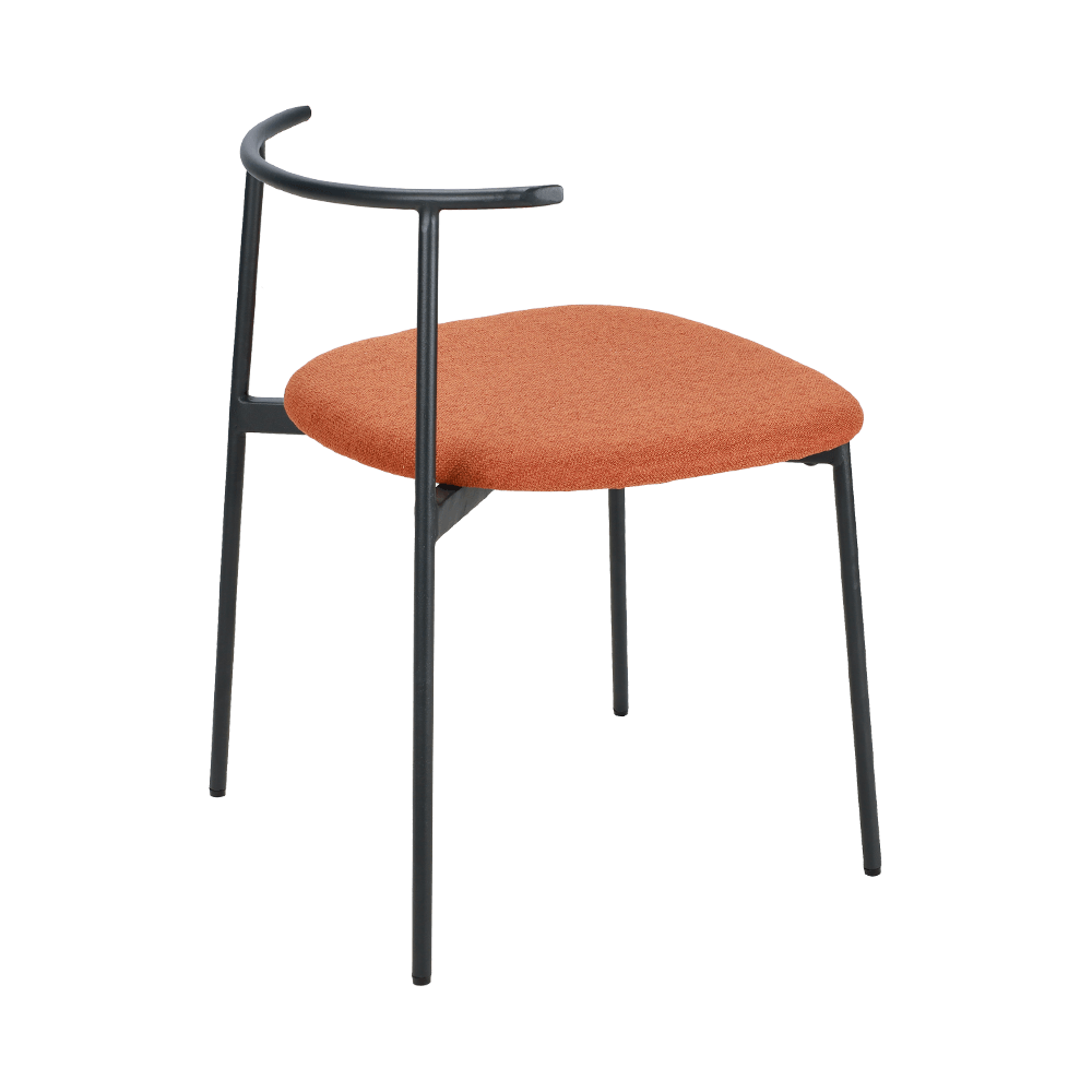 Pomarańczowe zakrzywione metalowe krzesło do jadalni