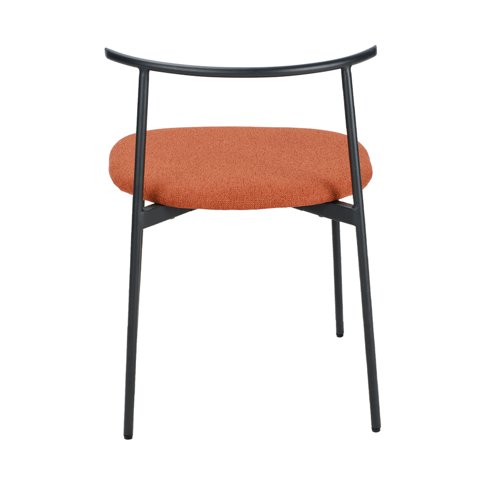 Pomarańczowe zakrzywione metalowe krzesło do jadalni